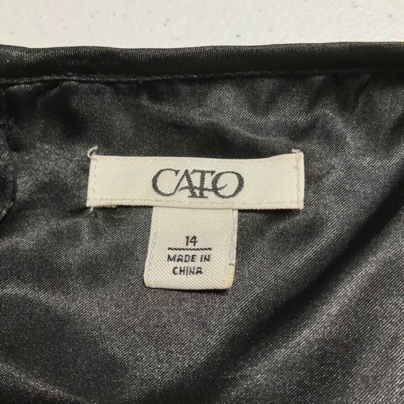 CATO Tropical Chiffon Dress Gold Red Browns Shortsleeved Lined Size 14 - Picture 11 of 16